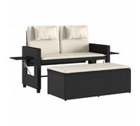 GHVBNMF Panca da giardino 2 in 1, divano letto in polyrattan con sgabello | Versatile panca in rattan a 2 posti con ripiani pieghevoli e schienale regolabile per giardino e terrazza.