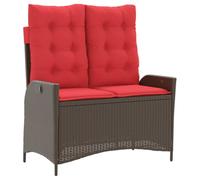 GHVBNMF Panca da giardino a 2 posti, regolabile, con cuscino, in polyrattan | Schienale regolabile in modo continuo e spessi cuscini rossi per il massimo comfort sulla terrazza, sul balcone o in giardino
