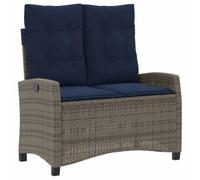 GHVBNMF Panca da giardino a 2 posti, regolabile, in polyrattan, con cuscino | Comoda poltrona da giardino a 2 posti con schienale regolabile e morbido cuscino per terrazze, balconi e giardini.