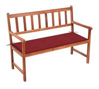GHVBNMF Panca da giardino in legno massiccio di acacia, con cuscino rosso | Robusto legno di acacia con rivestimento a olio resistente alle intemperie e comodo cuscino per terrazza, balcone e cortile.