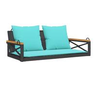 GHVBNMF Panca sospesa con cuscino, in rattan sintetico, colore nero, 109 cm | Comodo dondolo da giardino con morbido cuscino imbottito per giardino, balcone e terrazza. Robusto telaio in acciaio fino a