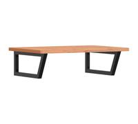 GHVBNMF Piano lavabo 80 x 55 cm, in legno massello di faggio, montaggio a | Design sospeso per bagno e WC degli ospiti: scaffale in faggio naturale da 100 kg con struttura in acciaio nero opaco.