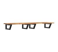 GHVBNMF Piano lavabo in acacia, 120 x 40 cm, con 4 supporti in acciaio | Robusto ripiano da parete in vero legno per il bagno con portata di 100 kg e portasciugamani integrato.