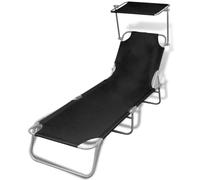 GHVBNMF Sdraio pieghevole con tettuccio parasole, da giardino, nero, 189 cm | Il tetto regolabile protegge dai riflessi in giardino, telaio pieghevole in acciaio per un relax flessibile sulla terrazza.