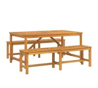 GHVBNMF Set da pranzo da giardino, 5 pezzi, in acacia, tavolo da pranzo | Set sostenibile in legno massiccio di acacia oliato per pasti comuni sul balcone, sulla terrazza o in giardino.