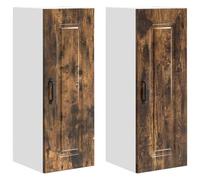 GHVBNMF Set di 2 armadi da cucina da parete, 30 x 31 x 80 cm, in legno di | Armadietto pensile compatto per cucina e sala da pranzo con 2 ante, 6 vani e superficie robusta effetto rovere affumicato.