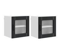 GHVBNMF Set di 2 armadietti da cucina da parete, colore nero, 40 x 31 x 40 | Montaggio a parete salvaspazio per cucina e sala da pranzo. Il robusto materiale in legno garantisce ordine e ambiente curato