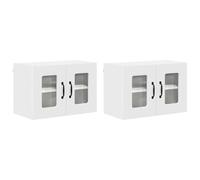 GHVBNMF Set di 2 armadietti pensili da cucina, in legno, bianco, 60 x 31 x | Mensola da parete a due ante per cucina e dispensa: l'armadio compatto in legno crea una struttura a livello degli occhi.