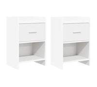 GHVBNMF Set di 2 comodini bianchi, 40 x 30 x 60 cm, in legno | Comodini compatti per camera da letto con cassetto, scomparto aperto e eleganti maniglie in metallo per tenere in ordine il