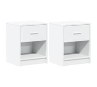 GHVBNMF Set di 2 comodini con cassetto bianco, 40 x 34 x 50 cm | Tavolini compatti per camera da letto con cassetto e scomparto aperto per riporre in ordine il letto.
