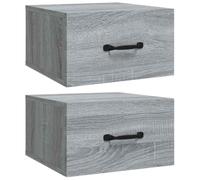 GHVBNMF Set di 2 comodini da parete, grigio Sonoma, 35 x 35 x 20 cm, in | Design fluttuante per risparmiare spazio sul pavimento della camera da letto: mensola compatta da parete con spazio per