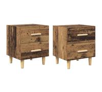 GHVBNMF Set di 2 comodini effetto legno anticato, 40 x 35 x 47,5 cm, in | Set di 2 tavolini compatti per camera da letto con 2 cassetti per uno spazio ordinato e un'elevata stabilità.