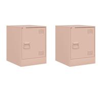 GHVBNMF Set di 2 comodini rosa, 34,5 x 39 x 44 cm, in acciaio laminato a | Moderno set comodino in acciaio per camera da letto e camera dei ragazzi, offre spazio protetto dietro la porta in metallo.