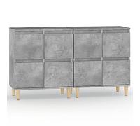 GHVBNMF Set di 2 credenze in legno grigio cemento, 60 x 35 x 70 cm | Credenza compatta con 4 scomparti per soggiorno e corridoio, superficie facile da pulire con moderno effetto cemento.