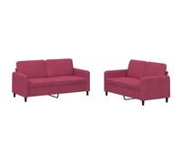 GHVBNMF Set di 2 divani in velluto rosso vinaccia a 2 posti, con cuscino | Il rivestimento in velluto e l'imbottitura spessa offrono un elevato comfort di seduta per il vostro soggiorno. Struttura
