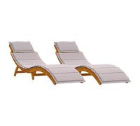 GHVBNMF Set di 2 lettini da giardino con cuscino, in legno massello di | Vivi il relax sulla terrazza: lettino regolabile in legno di acacia con morbida imbottitura per il vostro spazio esterno.