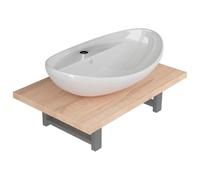 GHVBNMF Set di 2 mobili da bagno con lavabo e mensola da parete, 60 x 40 cm | Elegante combinazione di lavabo in ceramica e consolle effetto rovere per il vostro bagno degli ospiti o lavanderia moderna.