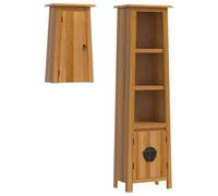 GHVBNMF Set di 2 mobili da bagno in legno massello di pino e armadietto da | Set rustico da 2 pezzi in legno di pino massiccio con maniglie in metallo per un sacco di spazio in bagno o bagno degli