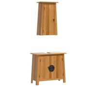 GHVBNMF Set di 2 mobili da bagno in legno massello di pino per lavabo | Set da bagno rustico in vero legno con maniglie in metallo. L'armadio sospeso e il mobiletto creano ordine e spazio di