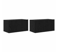 GHVBNMF Set di 2 mobili per TV sospesi, colore nero, 60 x 30 x 30 cm | Lo scaffale sospeso sospeso per camera da letto e soggiorno crea spazio libero sul pavimento e dietro le ante a battente.