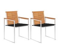 GHVBNMF Set di 2 sedie da giardino con cuscino, in legno di acacia e | Sedie da balcone robuste realizzate in olio e acciaio inox 304, con cuscini per seduta con laccetti per il massimo comfort