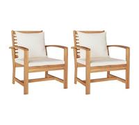 GHVBNMF Set di 2 sedie da giardino in legno massello teak marrone | Sedie rustiche da terrazza con ampia seduta e struttura stabile per il vostro giardino, balcone o veranda.