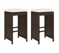 GHVBNMF Set di 2 sgabelli da bar da giardino, in rattan sintetico, con | Sedia bistrot resistente alle intemperie in rattan PE per terrazza e balcone con federa sfoderabile.