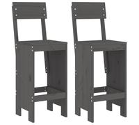 GHVBNMF Set di 2 sgabelli da bar in legno di pino massiccio, grigio, 40 x | Sgabello da bistrot rustico in legno di pino con schienale e poggiapiedi per terrazza, balcone o bancone della cucina.