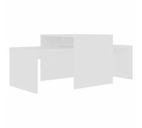 GHVBNMF Set di 2 tavolini da caffè, 100 x 48 x 40 cm, colore: bianco | Elegante set di 2 tavolini per il soggiorno: impilabili l'uno nell'altro con spazio nascosto e superficie in legno facile da