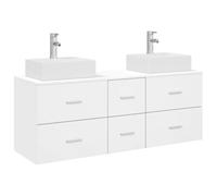 GHVBNMF Set di 3 armadietti da bagno da appendere alla parete, bianco, 129 | Set di mobili da bagno a parete per bagni moderni e WC degli ospiti con 6 cassetti per sfruttare al meglio lo spazio.