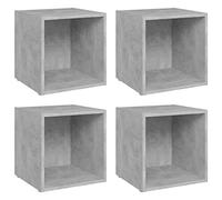 GHVBNMF Set di 4 mobili per TV, 37 x 35 x 37 cm, in legno, grigio cemento | Set di mensole modulari per soggiorno e camera da letto con vano aperto per oggetti decorativi e libri dal design moderno.