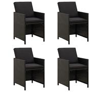 GHVBNMF Set di 4 sedie da giardino con cuscino, in rattan, colore nero | Sedie da bistrot resistenti alle intemperie per terrazze, balconi e giardini d'inverno, con comodi cuscini per seduta e