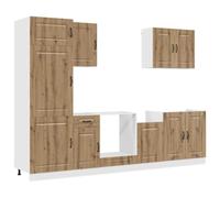 GHVBNMF Set di 7 mobili da cucina Kalmar Modulare rovere Artisan | Tavolo da cucina versatile con opzioni di montaggio per cucina e sala da pranzo, superfici di facile manutenzione e piedini