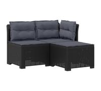 GHVBNMF Set di divani da giardino a 3 posti, effetto rattan, PP, per | Set di mobili modulari per esterni in robusta resina con cuscini grigi, per terrazza, balcone e giardino d'inverno.