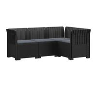 GHVBNMF Set di divani da giardino a 4 posti, modulabili, in polipropilene | Comodo angolo per esterni per terrazze, giardini d'inverno e cortili. Elementi modulari adattabili in plastica resistente.