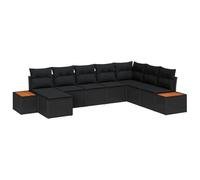 GHVBNMF Set di divani da giardino componibili in polyrattan, 9 pezzi | Set modulare lounge per terrazza e giardino, con spazio integrato e morbido cuscino per uso esterno.