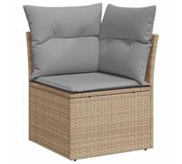 GHVBNMF Set di divani da giardino in polyrattan beige, con vano | Salotto modulare per terrazza e giardino, con tavolo in legno di acacia, comodi cuscini e contenitore sottopanca.