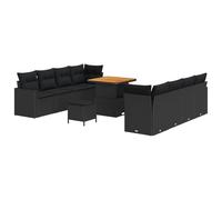 GHVBNMF Set di divani da giardino modulari, 12 pezzi, per esterni, in | Design modulare per il giardino e la terrazza con comodi cuscini e robusti elementi in legno di acacia nero.
