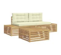GHVBNMF Set di divani per esterni, 4 pezzi, in legno di acacia, per | Il legno di acacia sostenibile incontra il design modulare. Flessibile per terrazza, balcone e relax all'aperto.