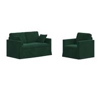 GHVBNMF Set di divano modulare in velluto verde scuro, 2 pezzi, con telaio | Elegante imbottitura in velluto dal design modulare per soggiorno e camera da letto con struttura robusta.