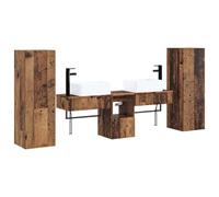 GHVBNMF Set di mobili da bagno, 5 pezzi, in legno anticato, montaggio a | Set di mobili sospesi salvaspazio per il bagno moderno con attacco flessibile per porta e trapano speciale incluso.