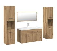 GHVBNMF Set di mobili da bagno con lavandino in rovere Artisan 5 pezzi | Pratico montaggio a parete per risparmiare spazio sul pavimento del bagno. Set completo di specchi, armadi e lavabo in