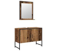 GHVBNMF Set di mobili da bagno da 2 pezzi, montaggio a parete, in legno | La combinazione da parete di armadietto da bagno e specchio per il bagno crea ordine e un look moderno in piccoli spazi.