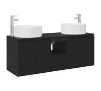 GHVBNMF Set di mobili da bagno sospesi, 3 pezzi, nero, mobiletto | Montaggio a parete salvaspazio per piccoli bagni e WC degli ospiti. Design flessibile, include trapano per rubinetti.
