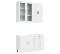 GHVBNMF Set di mobili da cucina, 4 pezzi, bianco lucido | Mobili da cucina moderni con piedini regolabili e fissaggio a parete. Ideale per piccole cucine e appartamenti con pavimenti