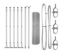 GHVBNMF Set di pali da giardino in acciaio argentato con griglia, 5 pezzi | Robusta delimitazione per giardino e terrazza con superficie verniciata a polvere per un facile montaggio all'aperto.