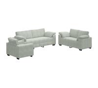 GHVBNMF Set divano 3 pezzi in velluto grigio chiaro con poltrona 2 e 3 | Elegante tre posti, due posti e poltrona con morbido rivestimento imbottito per il vostro soggiorno, ufficio o camera degli