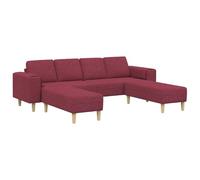 GHVBNMF Set divano 3 pezzi rosso vino 4 posti divano con ottomani | Elegante angolo imbottito per soggiorno e camera degli ospiti con rivestimento in morbido tessuto e stabile struttura delle