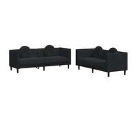 GHVBNMF Set divano da 2 pezzi con cuscino, in velluto, nero, 2 + 3 posti | Elegante poltrona imbottita con quattro cuscini decorativi rotondi in tessuto vellutato per il soggiorno moderno e le zone di