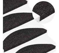 GHVBNMF Tappetini per gradini, autoadesivi, 15 pezzi, 56 x 17 x 3 cm, nero | Tappetini antiscivolo in feltro agugliato per un passo sicuro nelle scale. Insonorizzante e delicato sulle scale in legno.
